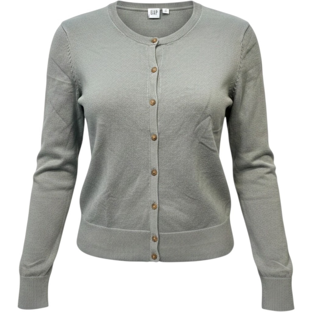 Gap Cardigan Sweater Womens Medium Sage Green Excellent Cotton Crew Neck SP24
